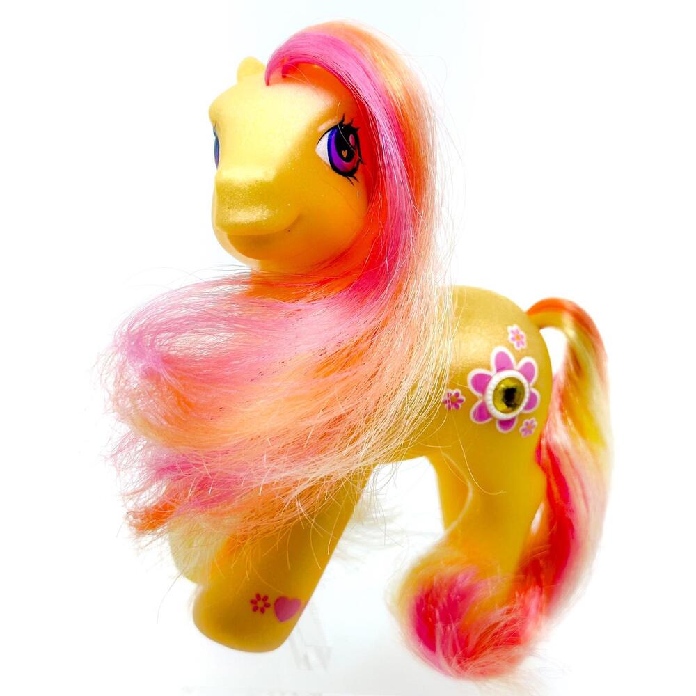 My Little Pony Gem Blossom Jewel Ponies G3 2004 MLP Vintage Horse Yellow Pink